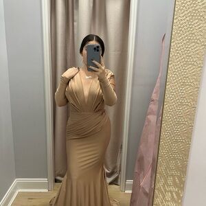 Chic Tan Long Sleeve Dress for Effortless Style